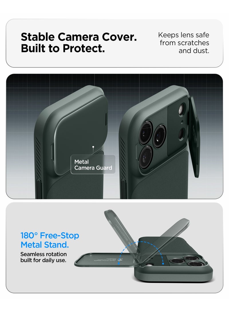 Spigen Optik Armor MagFit iPhone 17 Pro MAX Case Cover [MagSafe] with Covered Camera Protection - Abyss Green - Image 5