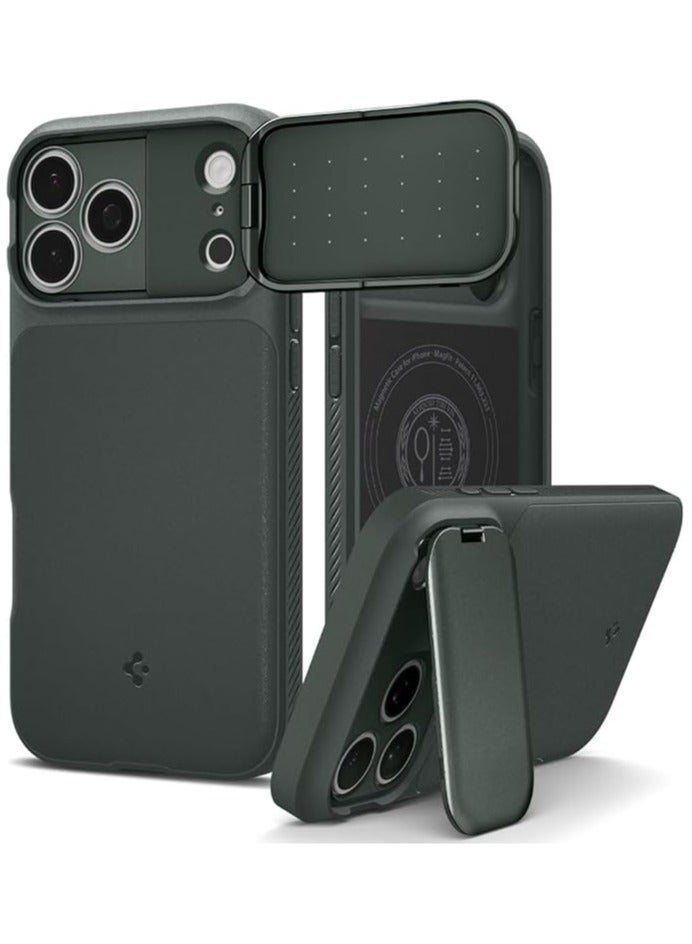 Spigen Optik Armor MagFit iPhone 17 Pro MAX Case Cover [MagSafe] with Covered Camera Protection - Abyss Green - Image 1