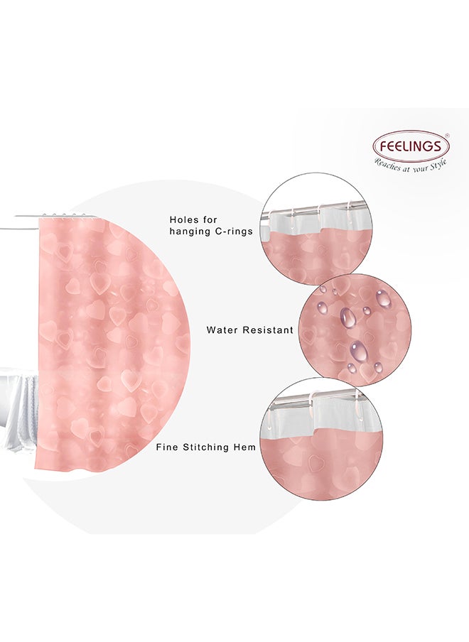 Feelings - Feelings Bath Shower Curtain 3D Pink Hearts 180X180Cm - Image 1