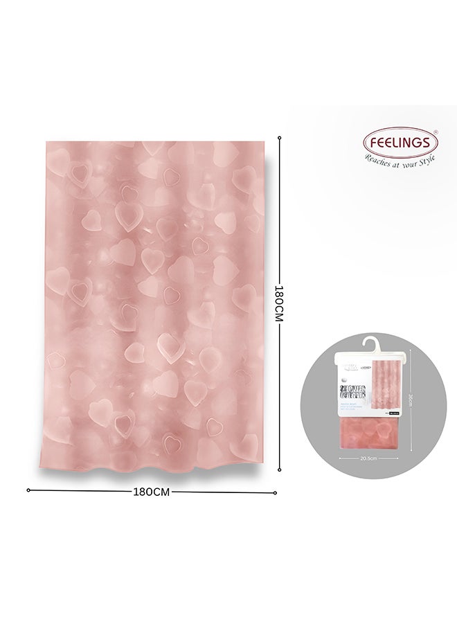 Feelings - Feelings Bath Shower Curtain 3D Pink Hearts 180X180Cm - Image 1