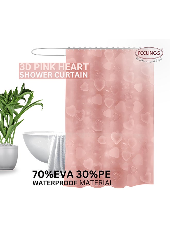 Feelings - Feelings Bath Shower Curtain 3D Pink Hearts 180X180Cm - Image 1