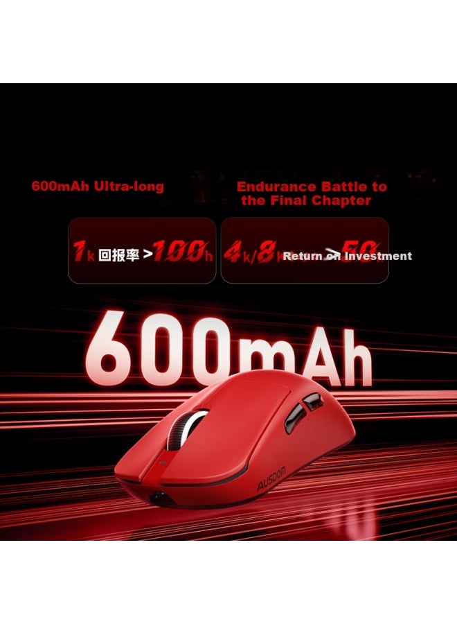 Ausdom G03pro Master Edition Starlight Wireless Mouse 8k+8k Return Rate Large Hand Holeless Lightweight Gaming Esports Paw3395 Engine Bluetooth Wireless Three Modes Red Falcon X - Image 4