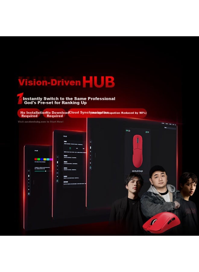 Ausdom G03pro Master Edition Starlight Wireless Mouse 8k+8k Return Rate Large Hand Holeless Lightweight Gaming Esports Paw3395 Engine Bluetooth Wireless Three Modes Red Falcon X - Image 1