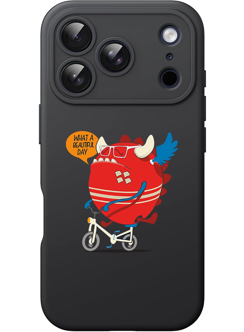 Theodor Protective Slim Fit Case Liquid Silicone Cover with Full Body Protection Anti-Scratch Shockproof Case For Apple iPhone 17 Pro Max (Black) What a beautiful day - Image 1