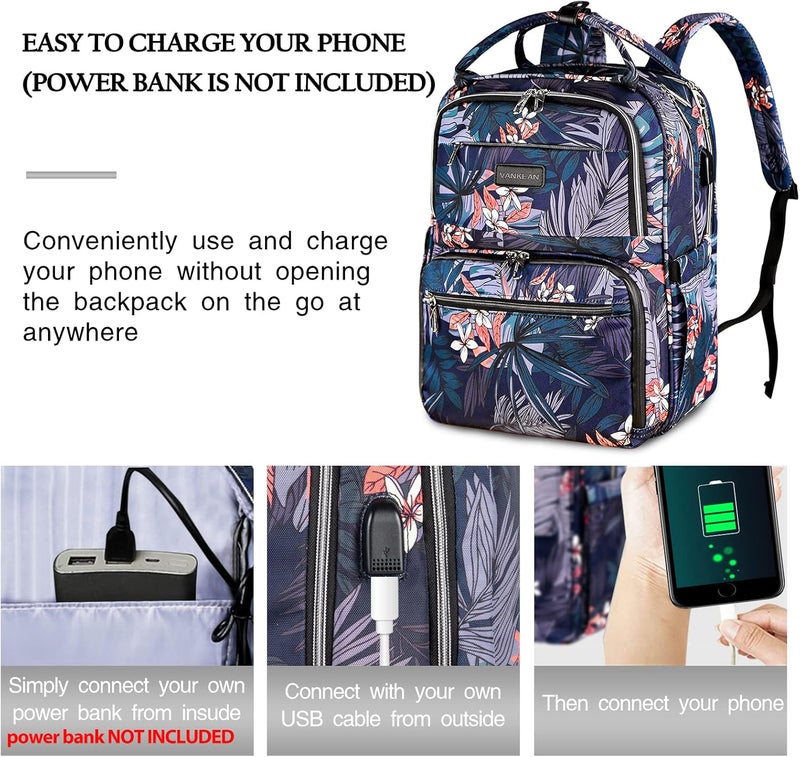 VANKEAN Lunch Backpack for Women Cooler Bag with Lunch Box, Large Laptop Backpack with USB Port for 15.6 Inch Laptops, Waterproof Backpack Insulated Lunch Bag for School / Work / Camping - Image 3