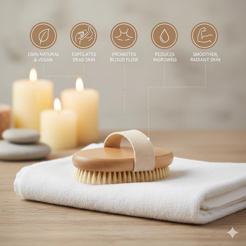 ETSAP فرشاة استحمام جافة مقشرة على شكل بيضاوي | لتصريف اللمف ومظهر السيلوليت | تزيل خلايا الجلد الميتة وتمنع الشعر الناشئ | فرشاة استحمام خشبية بشعيرات طبيعية | (1 وحدة) - Image 5