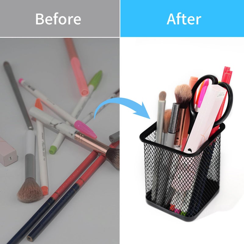 HSYMQ Pen Holder for Desk, Wire Mesh Pencil Cup Holder for Desk Organizer for Office Supplies - Image 3