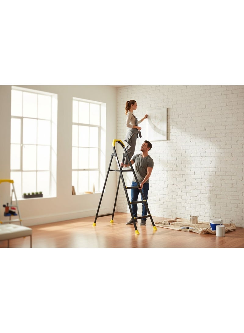 Zigana Folding Ladder 4 Steps, Lightweight Metal, Non-Slip Steps, 150kg Load Capacity, Portable Household & Office Ladder - Image 2