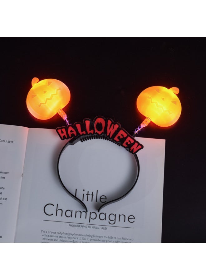 Cross-border Halloween Party Luminous Pumpkin Lantern Hoop Ghost Festival Stage Performance Supplies Skull Head Hoop Hair Hoop Props 