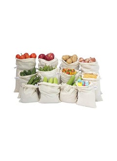 Generic Cotton Set of 12 Reusable Fridge Storage Bags Multipurpose Eco Friendly Bags 