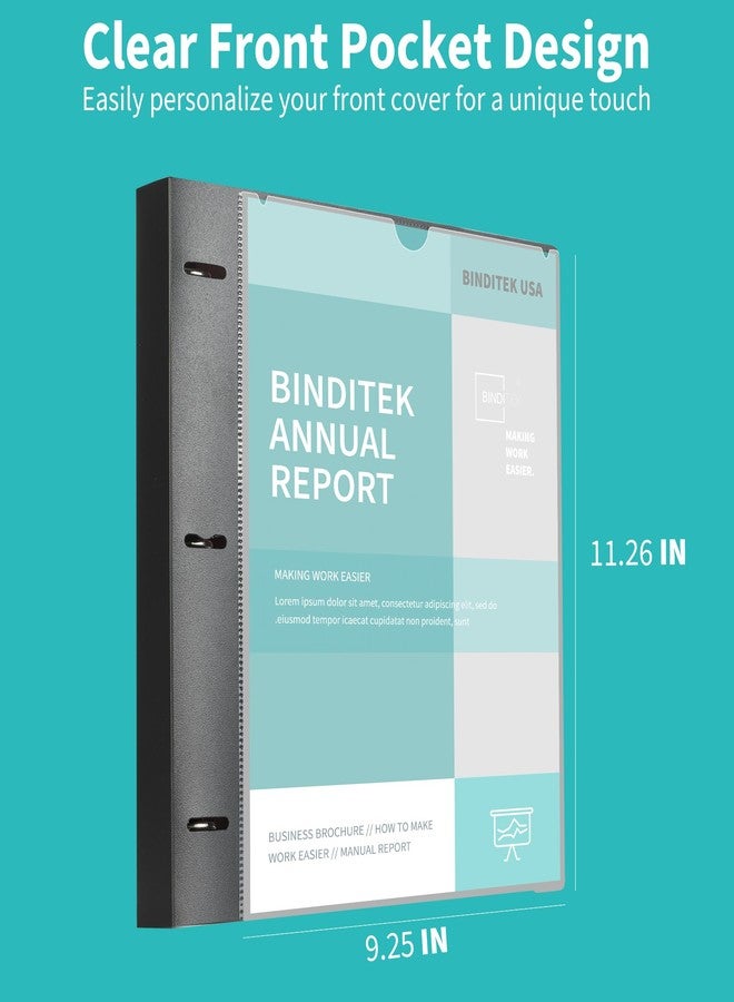 Binditek مجلد Binditek قابل لإعادة التعبئة بثلاث حلقات، مجلد دائري بقطر بوصة واحدة مع فواصل بلاستيكية بخمسة ألسنة، غلاف أمامي قابل للتخصيص، جيب داخلي شفاف، منظم مشاريع لحجم الرسائل، أسود - Image 4