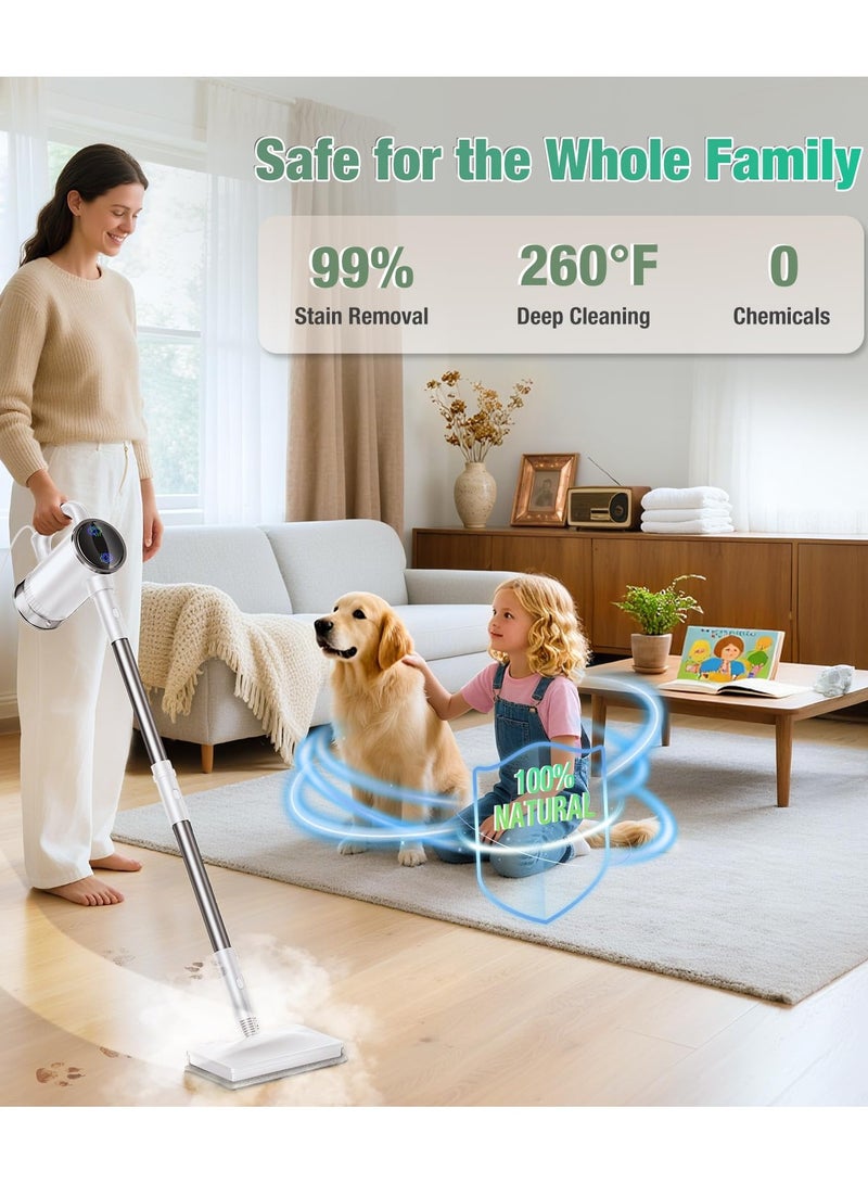 جوشبيرغ ممسحة بخارية 11 في 1، منظف بخاري يدوي قابل للفصل مع خزان سعة 295 مل، جهاز تنظيف أرضيات بالبخار بدرجة حرارة 260 فهرنهايت للأرضيات الخشبية والبلاط والجص والنوافذ والحمامات والمطابخ، تحكم بثلاثة مستويات للبخار، منظف أرضيات بخاري متعدد الأغراض - Image 2