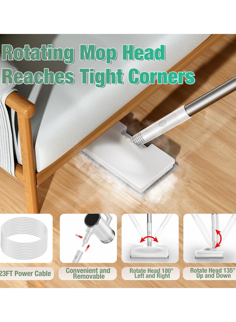 جوشبيرغ ممسحة بخارية 11 في 1، منظف بخاري يدوي قابل للفصل مع خزان سعة 295 مل، جهاز تنظيف أرضيات بالبخار بدرجة حرارة 260 فهرنهايت للأرضيات الخشبية والبلاط والجص والنوافذ والحمامات والمطابخ، تحكم بثلاثة مستويات للبخار، منظف أرضيات بخاري متعدد الأغراض - Image 3