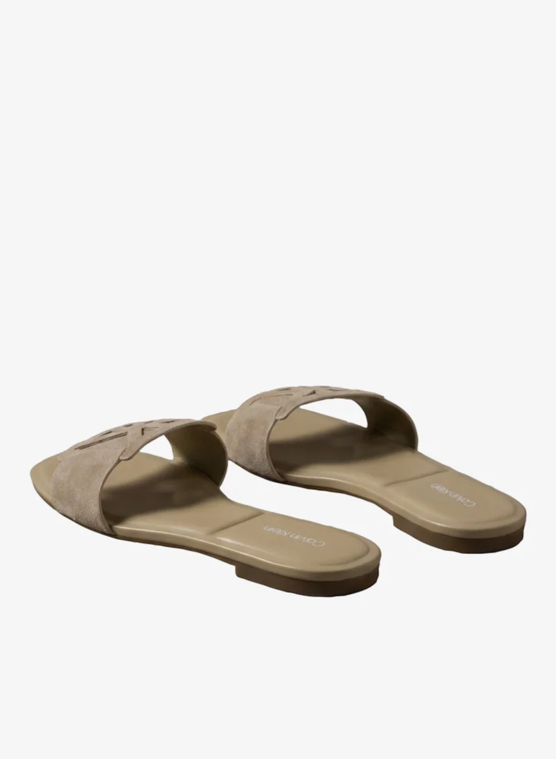 Calvin Klein  Suede Emblem Flat Sandals for Women | Best Price UAE