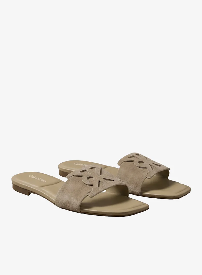 Calvin Klein  Suede Emblem Flat Sandals for Women | Best Price UAE