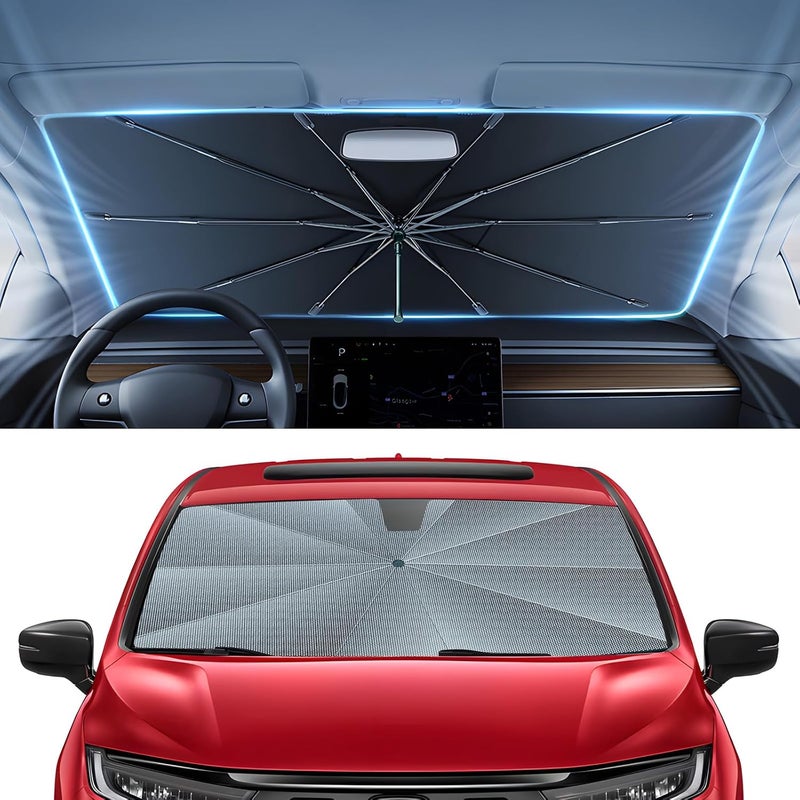 Autorder Windshield Sun Shade Umbrella for 2018-2025 Honda Odyssey Accessories,Upgraded Ice Crystal Material,Easy Setup Umbrella Sunshade for Car Windshield,100% Sun Blocking - Image 1