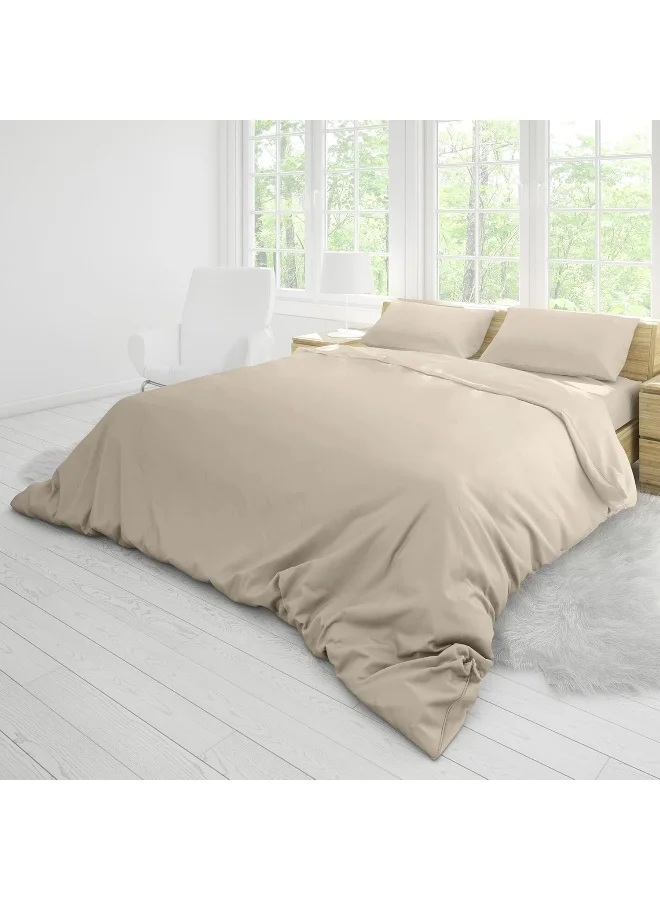 Hotel Linen Klub Hotel Linen Klub Single Duvet Cover 2PC Set - 350TC 100% Long Staple Cotton Sateen -Luxury Quality, Easy Button Closure, Size: 140x200cm + 1PC Pillow Sham 50 x 75+ 5cm, Stone