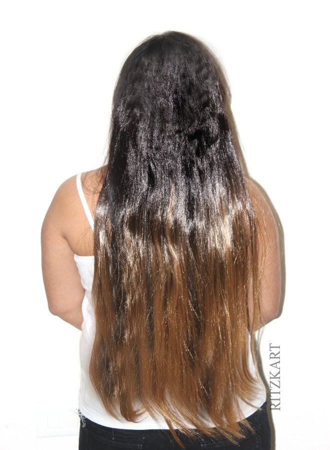 ريتزكارت وصلات شعر ريتزكارت 25 بوصة، مزيج ذهبي أسود، وصلات شعر مستقيمة 3t27، أسود، - Image 2