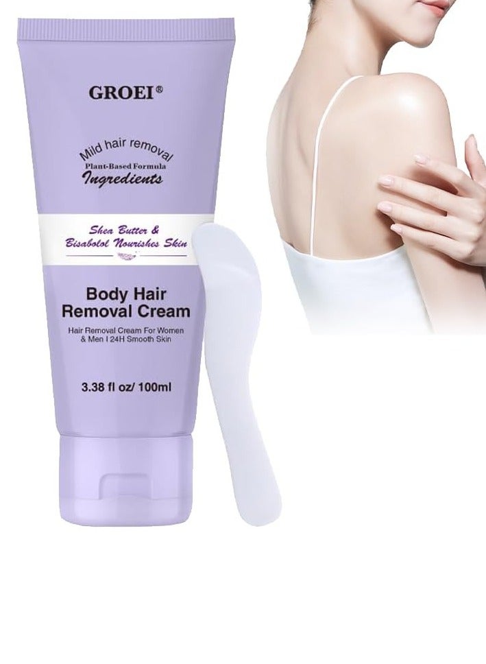 GROEI Body Hair Removal Cream with Spatula Applicator, Hair Removal Cream For Sensitive Skin,Gentle Formula,Safe for Sensitive Skin，Unisex - Image 1
