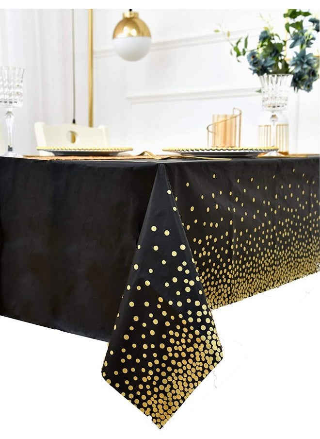 Generic Dot Party Table Cloth Printing Party Plastic Pe Tablecloth Rose Gold Bronzing Disposable Tablecloth-Color:Dark Blue Bottom Hot Silver Dots-Specifications:137*274cm  - Image 4
