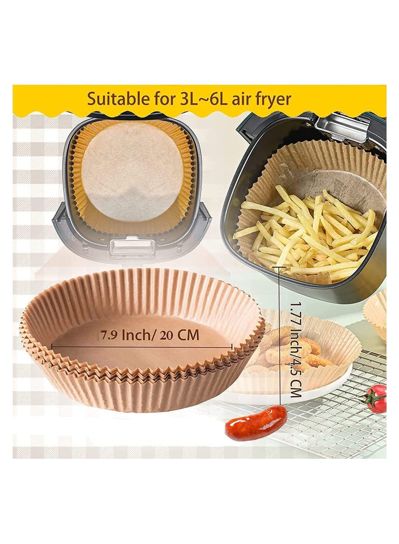 100PCS 7.9 inch Air Fryer Disposable Paper Liners , Non-Stick Parchment for Liners, Round Baking Water-proof, Oil-proof (A) - Image 2