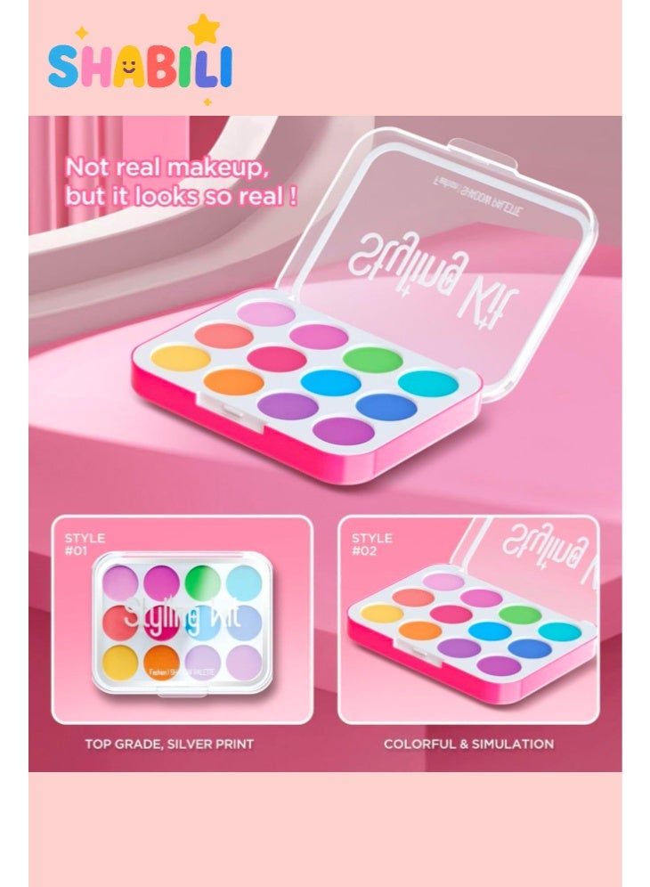 SHABILI Kids Pretend Makeup Kit for Girls, ABS Beauty Playset with Mirror & 10 Pcs Washable Non-Toxic Fake Cosmetics, Dress Up & Role Play Set for Birthday/Eid Gifts, for Children 3–10 Years (Pink) - Image 4