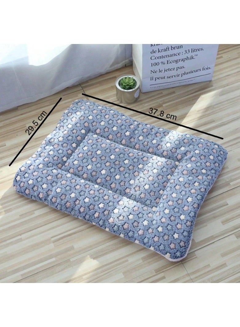 Soft Plush Pet Bed Mat – Blue Star Print Cushion for Cats & Small Dogs – 29.5 × 37.8 cm - Image 2