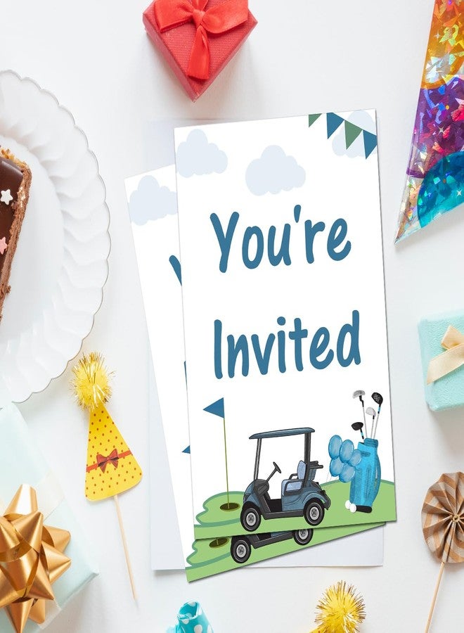 Soiceu Blue Golf 1st Birthday Party Invitations with Envelopes Set of 20 Par-Tee Golf First Birthday Invites Fill in Blank - Image 3