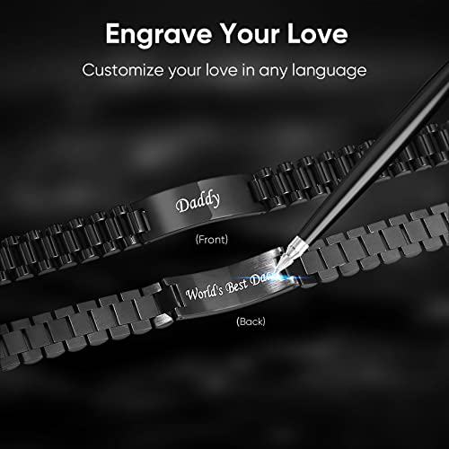 VNOX Masculine Width Wristband Stainless Steel Link Bracelet Personalized Engraved DAD Jewelry for Men DAD Father Husband - Image 3