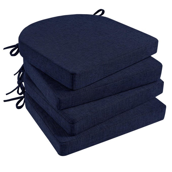 CHAIR CUSHIONS FOR DINING CHAIRS 4 PACK KITCHEN CHAIR CUSHIONS WITH TIES AND NON SLIP BACKING 16 X 16 INCHES CHAIR PADS FOR DINING CHAIRS NAVY