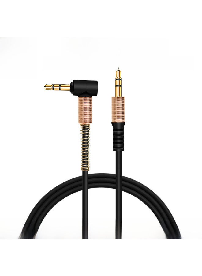 3.5mm Male-to-male Audio Recording Line Elbow Mobile Phone Computer Speaker Line Live Sound Card Car AUX Earphone Line-Color:Orange [bare Wire]]-Length:1 M - Image 1