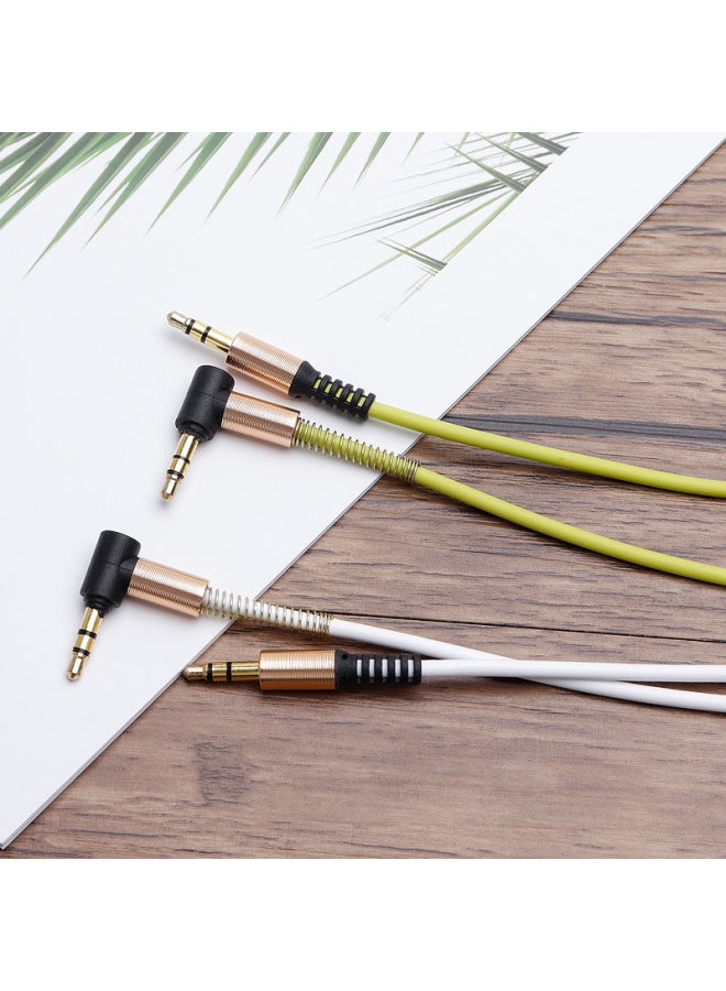 3.5mm Male-to-male Audio Recording Line Elbow Mobile Phone Computer Speaker Line Live Sound Card Car AUX Earphone Line-Color:Orange [bare Wire]]-Length:1 M - Image 4
