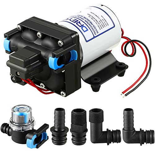 Dreyoo 12V RV Water Pump, 3.5GPM 55PSI Self Priming Automatic Diaphragm Water Pump with Adjustable Water Pressure Switch for RV Marine Yacht Agriculture(12V 55PSI 3.5GPM) - Image 1