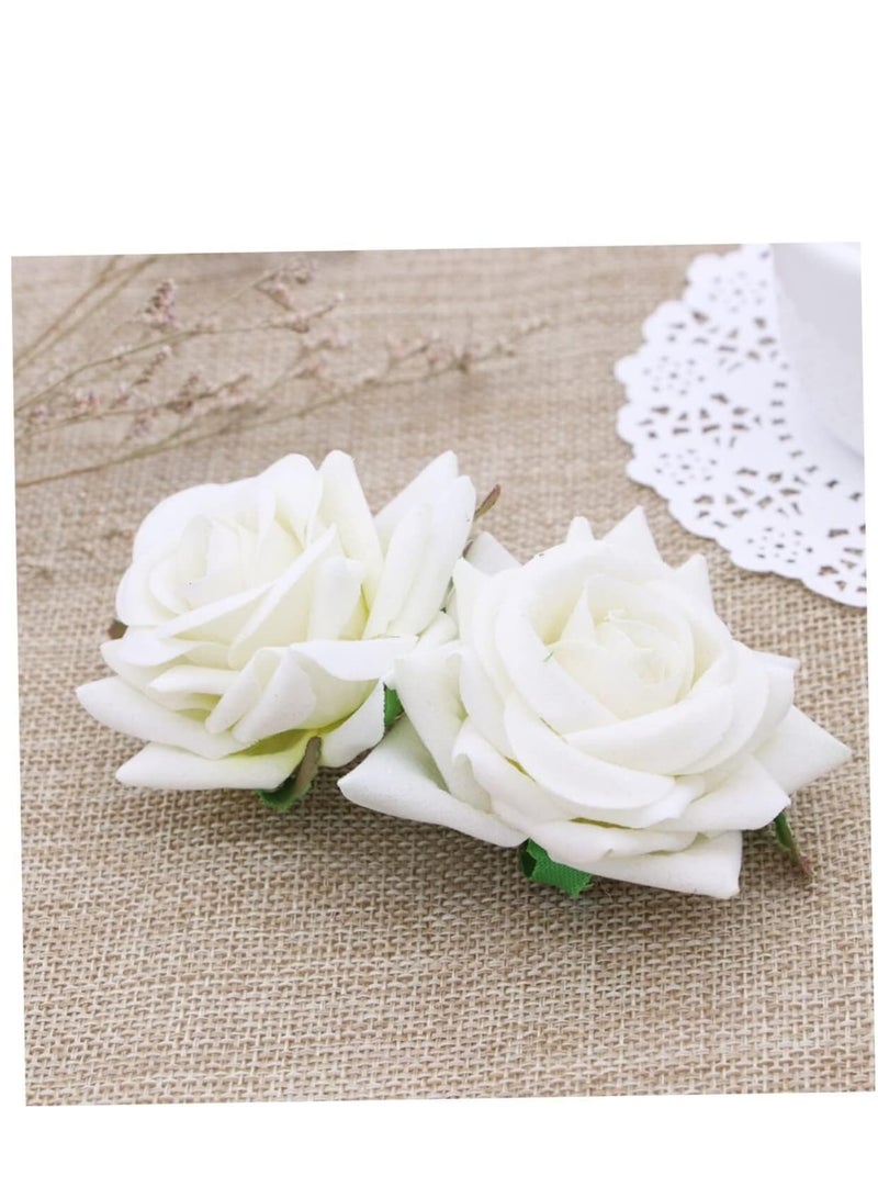 Zikra 2 Pack Rose Flower Hair Clip Women Rose Flowers Hair Accessories Wedding Hair Clip Flamenco Dancer for Women Girls Ball Party Masquerade and Cosplay(White) - Image 4