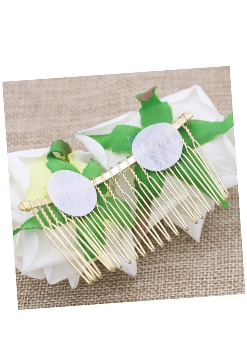 Zikra 2 Pack Rose Flower Hair Clip Women Rose Flowers Hair Accessories Wedding Hair Clip Flamenco Dancer for Women Girls Ball Party Masquerade and Cosplay(White) - Image 5