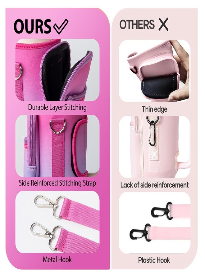 linmaya Water Bottle Carrier Bag with Phone Pocket for Stanley 40/30 oz Tumbler Neoprene Water Bottle Holder Pouch with 2 Adjustable Strap & 3 Leak Stoppers for Stanley Cup Accessories - Image 5