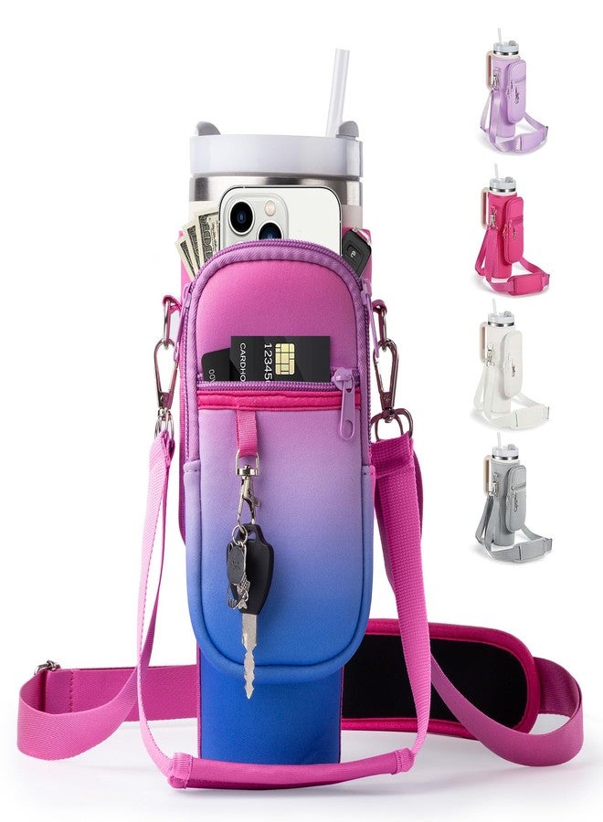 linmaya Water Bottle Carrier Bag with Phone Pocket for Stanley 40/30 oz Tumbler Neoprene Water Bottle Holder Pouch with 2 Adjustable Strap & 3 Leak Stoppers for Stanley Cup Accessories - Image 1