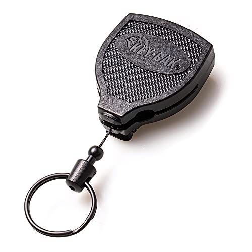 KEY-BAK SUPER48 PLUS HD 8oz. Ambidextrous Retractable Keychain with a 48" Retractable Cord and Locking Steel Belt Clip, Black (0S48-8474) - Image 1