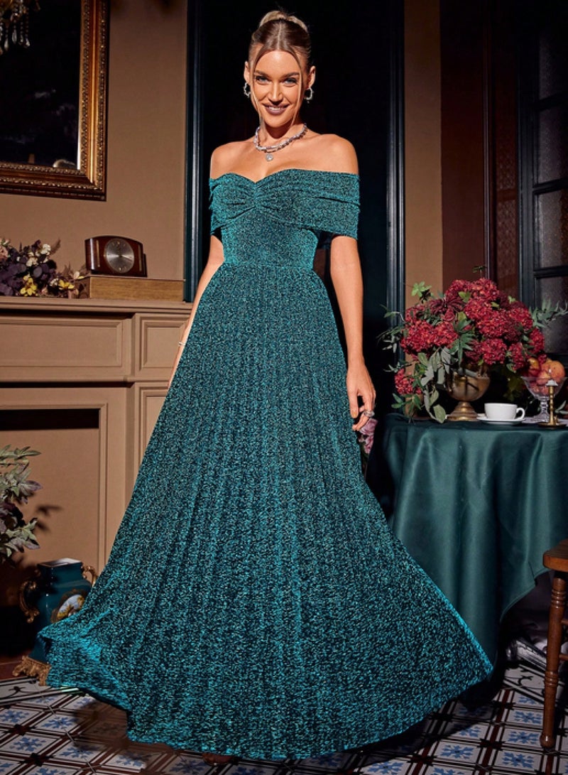 SIMPLEE Women's full-length evening Gown with glittery or sequined fabric 