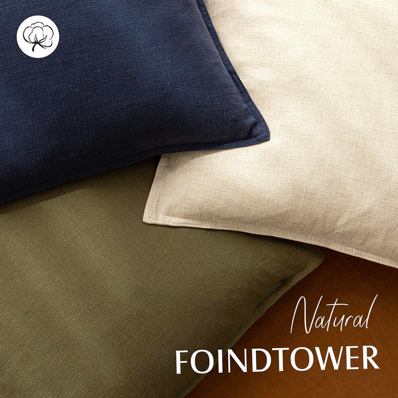 Foindtower Pack of 2, Decorative Linen Soild Throw Pillow Covers Soft Accent Cushion Case Boho Farmhouse Neutral Pillowcase for Couch Sofa Bedroom Living Room Home Decor 24 x 24 Inch Natural Beige - Image 4