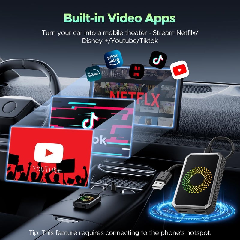 LAMTTO 3-in-1 Magic Video AI Box for Streaming Netflix/YouTube/TikTok, Wireless Carplay Adapter Dongle - Image 3