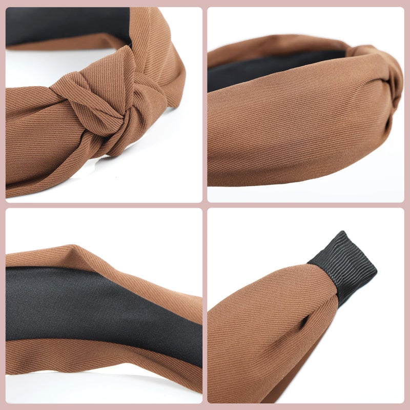 Funtopia Headbands for Women, 9pcs Fashion Knotted Headband Leopard Print Knot Hairband, Cute Wide Headbands for Women Girls Hair Accessories Set(Brown Black White) - Image 5