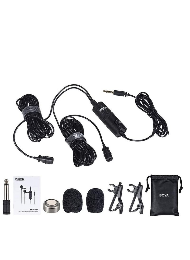 ELTRAZONE BOYA by-M1 Universal 2-Person Dual Omnidirectional Lavalier Microphone for Cameras, Smartphones, Tablets, Computers, Recorders & More, Black, (BY-M1DM) BY-M1DM Black - Image 4