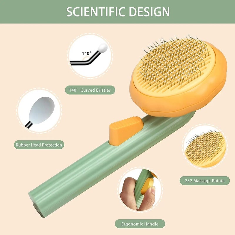 Y&D Cat & Dog Pumpkin Brush - Self Cleaning Slicker Brush for Shedding, Grooming, Massage - Cute Donut Design - Pet Hair Removal Comb for Short & Long Hair - Image 3
