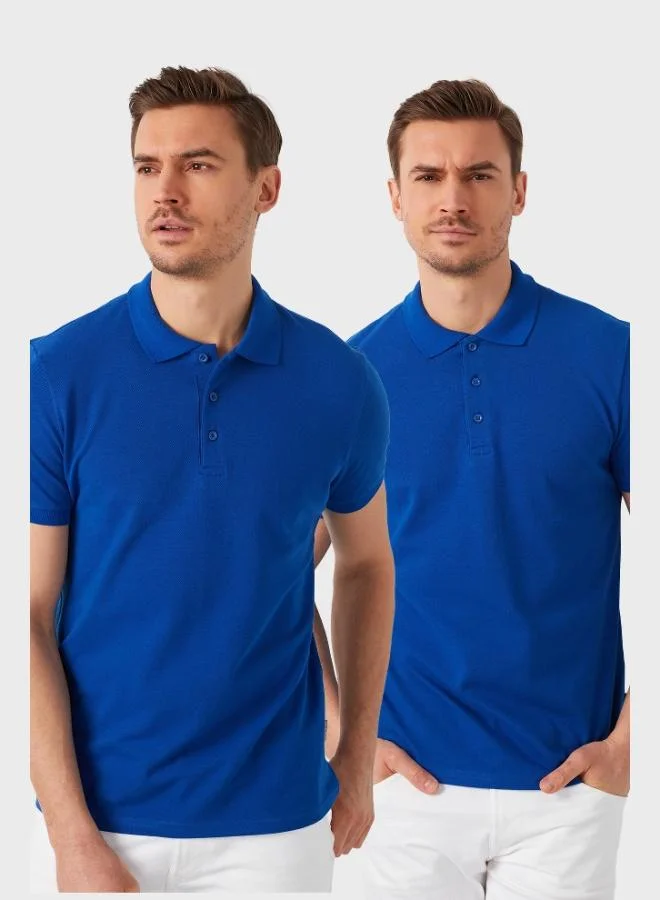 Buratti Buratti Cotton Regular Fit Buttoned 2-Pack Polo Collar T-Shirt Men's Polo Collar T-Shirt 5902127S2