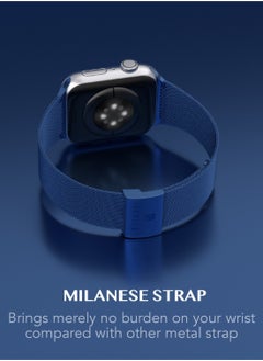 LEVELO Double Milanese Watch Strap / Smart Length Adjust and Flexible / Easy Installation / Solid Stainless Steel / Scrupulous Polishing & Burnishing - Blue  - Image 3