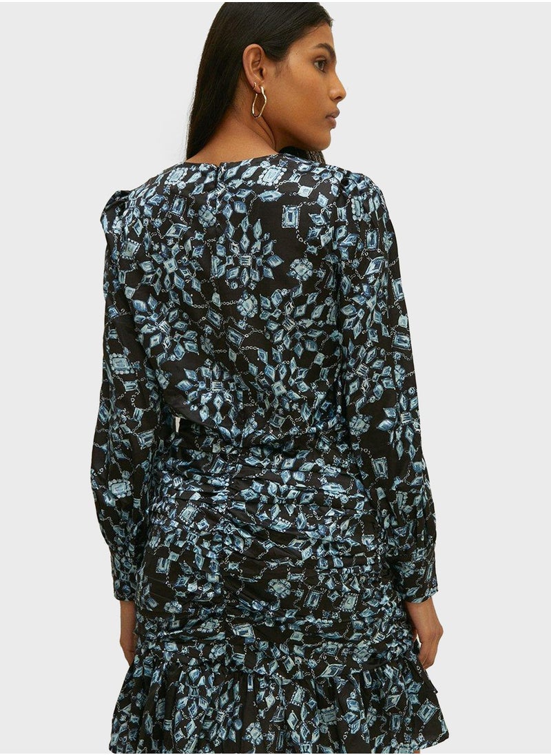 Oasis - Ruched Floral Print Dress - Image 1