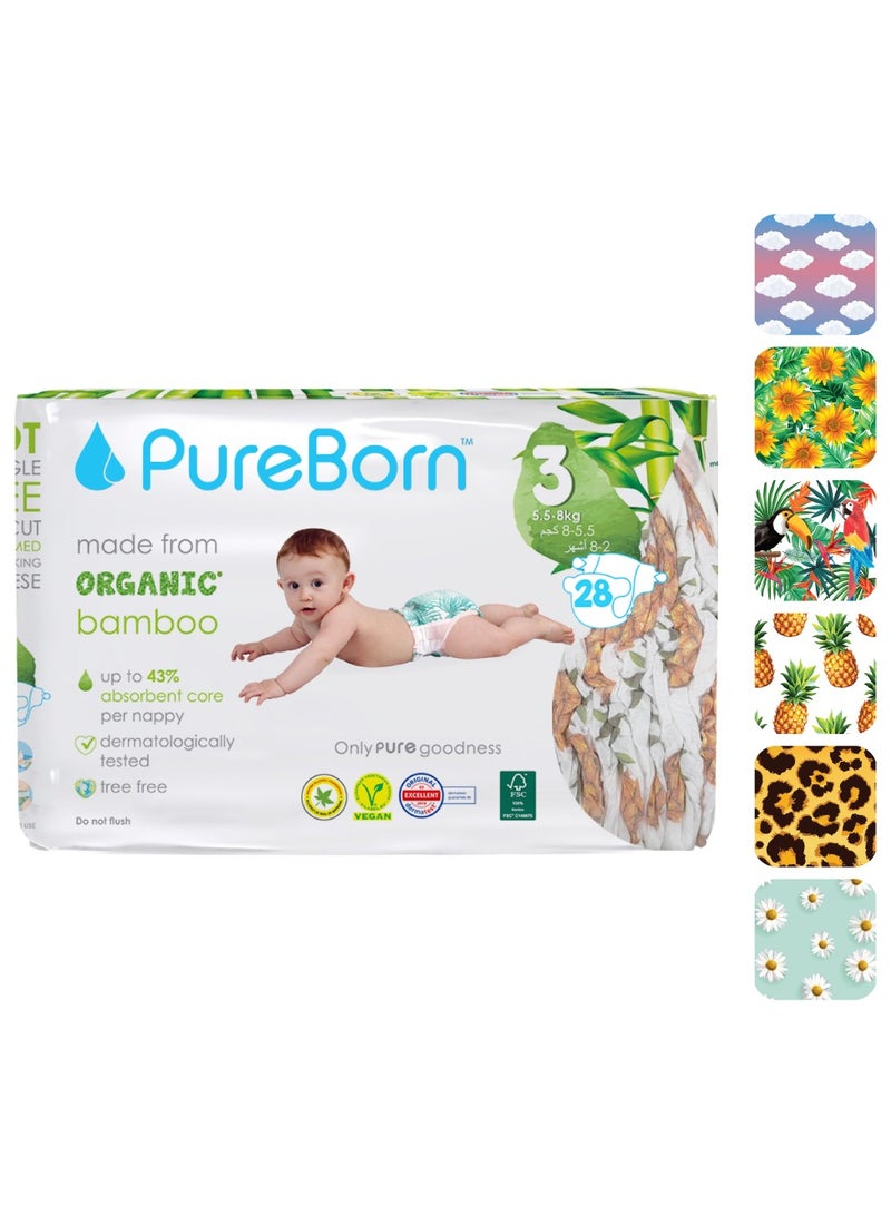 بيور بورن حفاضات بامبو بيولوجية متوسطة الحجم 3 28 حفاضات - Image 1