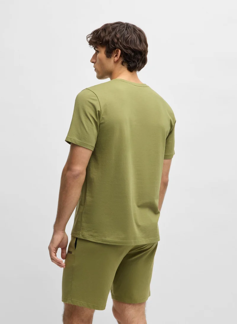 بوس Stretch-cotton regular-fit T-shirt with embroidered logo