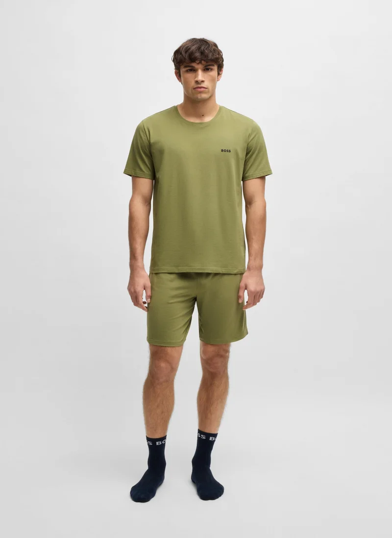 BOSS Stretch-cotton regular-fit T-shirt with embroidered logo